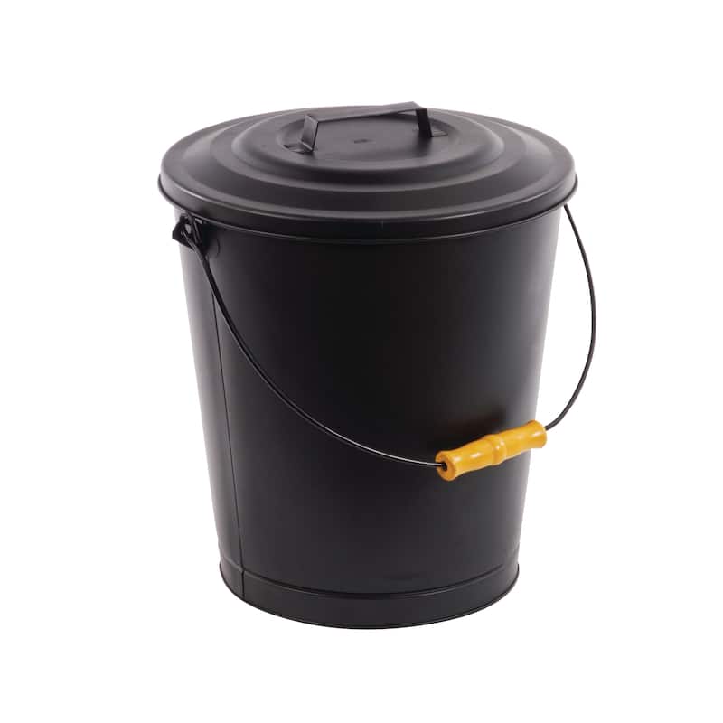 Pleasant Hearth Classic Black Steel Ash Can with Handle