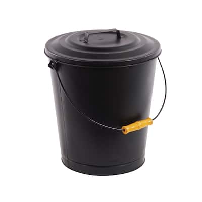 Pleasant Hearth Classic Black Steel Ash Can with Handle