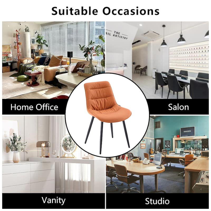 Faux Leather Dining Chairs Set of 2, Modern Upholstered Seat