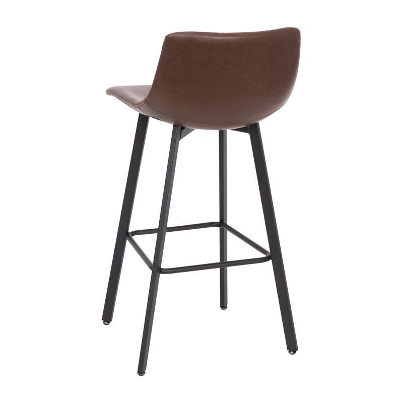 Set of 2 Armless Upholstered Metal Counter Stools