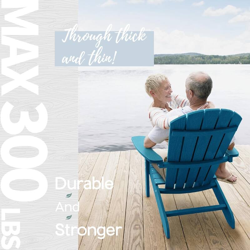 WINSOON All Weather HIPS Outdoor Plastic Adirondack Chairs Set of 4