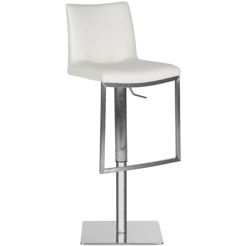 SAFAVIEH Verdell 22-31.9-inch White Leather Adjustable Swivel Bar Stool - 17.7" x 16.9" x 43.3" - 18Wx17Dx43H