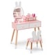preview thumbnail 1 of 18, Gymax Kid Vanity Set Makeup Table Stool with Drawer Shelf Wood Leg White
