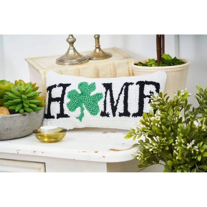 6" x 12" Shamrock Home Hooked Pillow