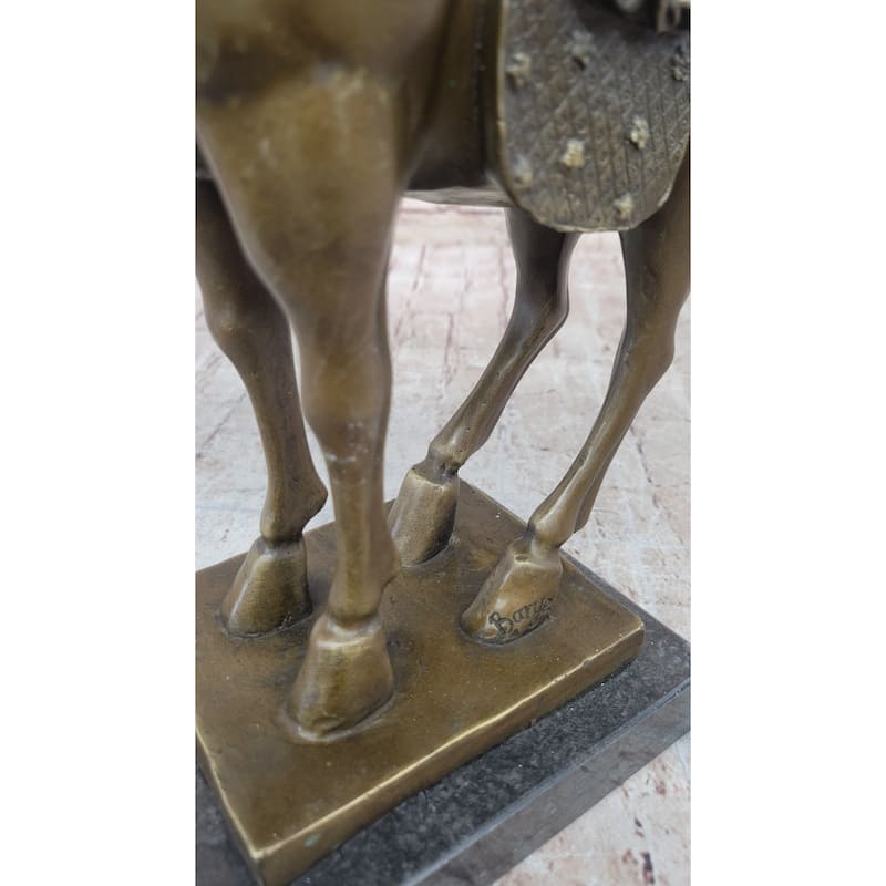 Tang Dynasty Imitative Horse Bronze Sculpture Mantle Marble Base Statue Hot Cast Figurine 14 Inches X 12 Inches