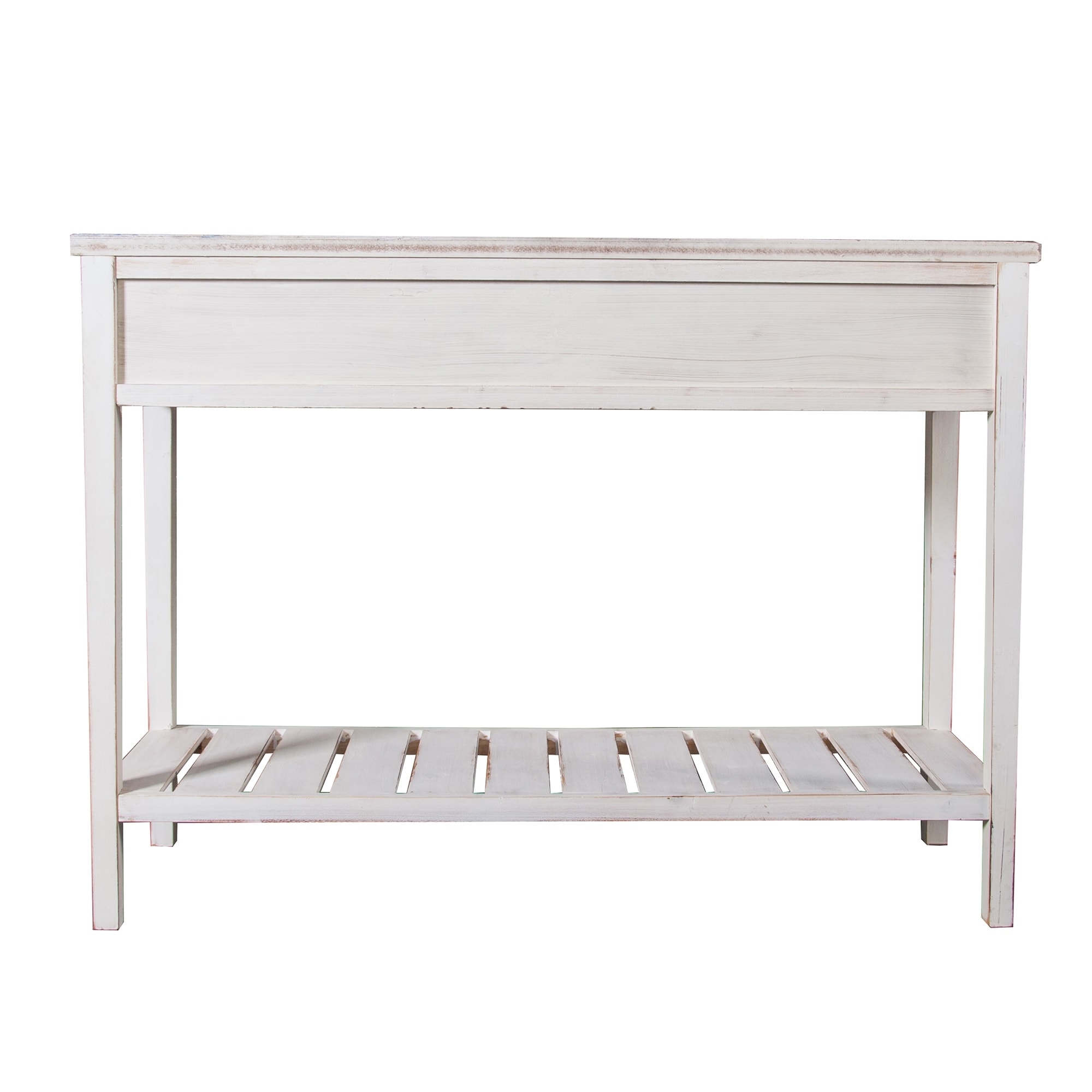 Distressed White Wood And Galvanized Steel Console Table On Sale Overstock 23487237 De la console industrielle, en bois recyclé et métal, à la console avec tiroir qui fera aisément office de bureau d'appoint, retrouvez tous les modèles de consoles proposés par pier import dans différents. distressed white wood and galvanized steel console table