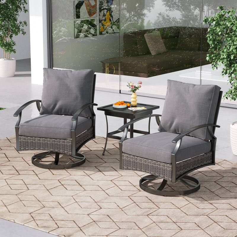 3-Piece Outdoor Swivel wicker Bistro Set