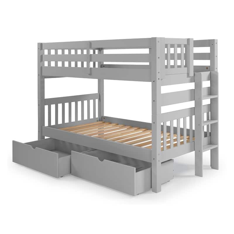 Taylor & Olive Trillium Twin over Twin Bunk Bed with Ladder, 2 Drawers