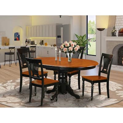 HomeStock 5-Piece Oval Black and Cherry Finish Solid Wood Top Dining table with 4 Chairs