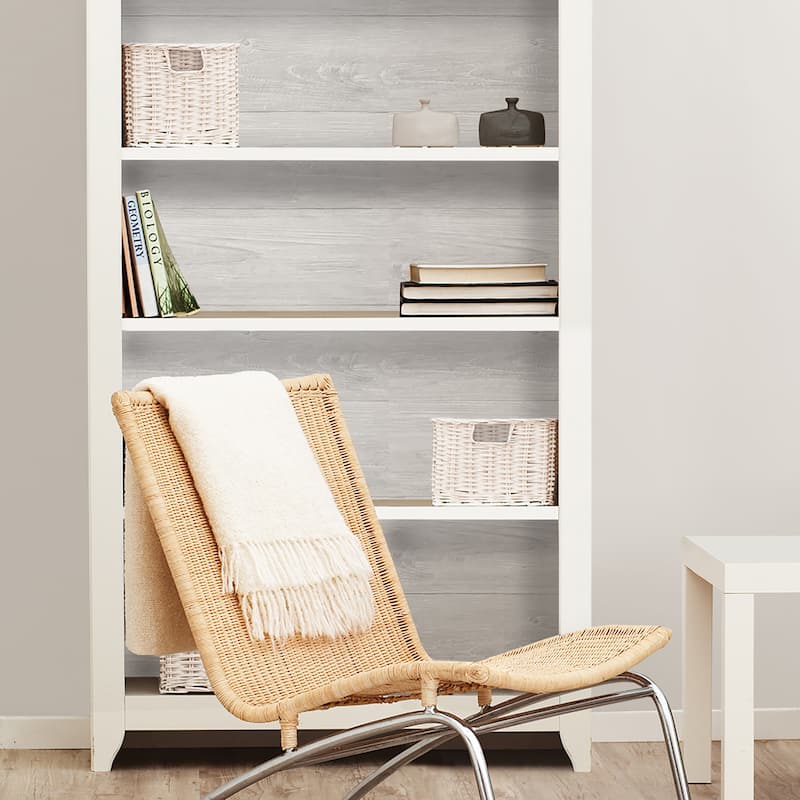 NuWallpaper Grey Wood Plank Peel & Stick Wallpaper - 216in x 20.5in x 0.025in