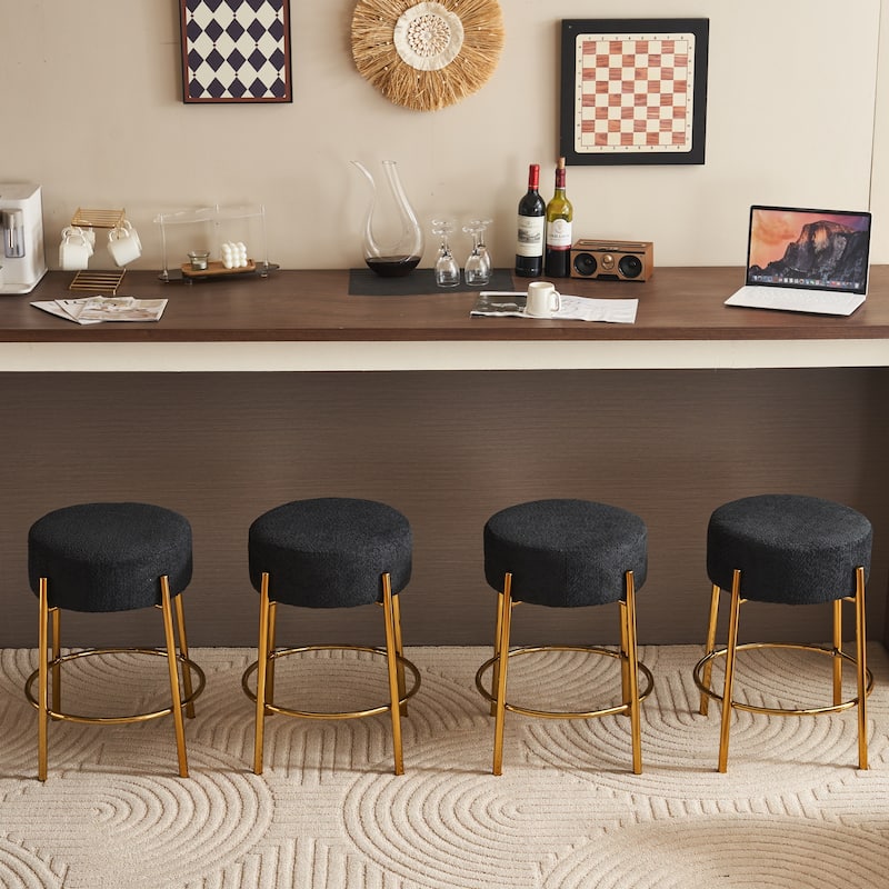Set of 2 Contemporary Round Upholstered Dining Stools, Bar Stools