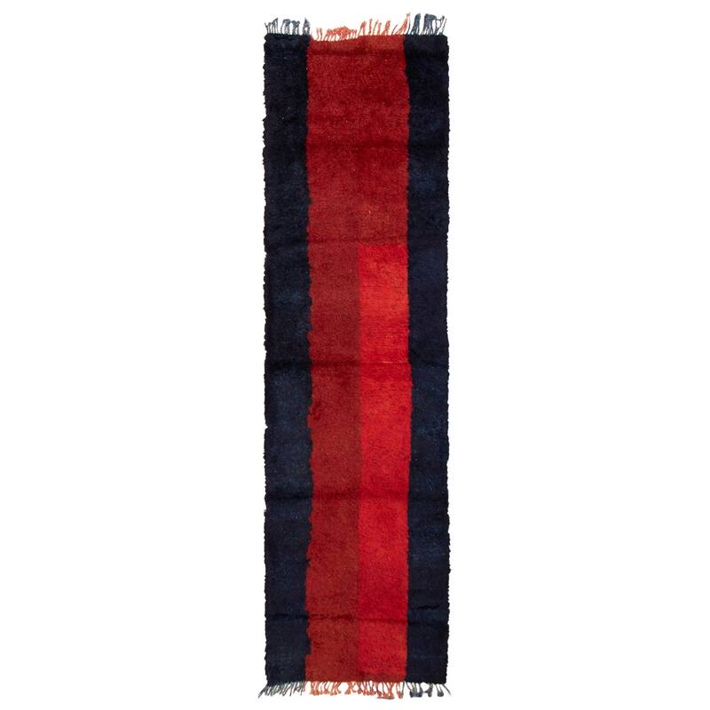 ECARPETGALLERY Hand-knotted Afghan Shiravan Red Wool Rug - 3'4 x 13'1 - Dark Red - 3'4 x 13'1