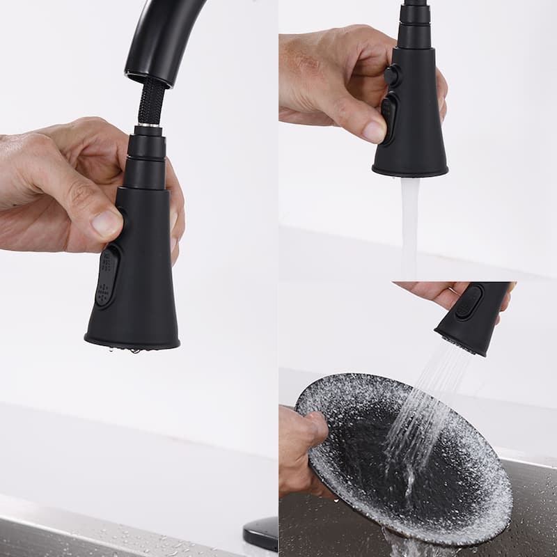 BATHLET Single Handle High Arc Pull Out Kitchen Faucet with Pull Down Sprayer