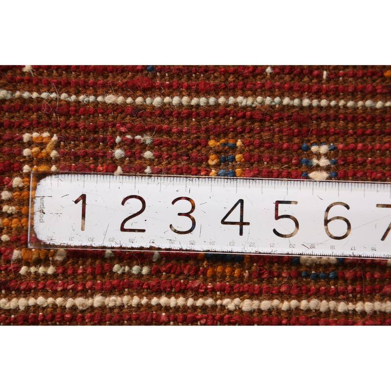 Orange Tribal Geometric Moroccan Rug Hand-Knotted Wool Carpet - 6'7" x 9'6"