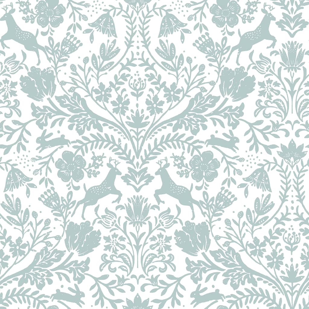 Chesapeake Forest Dance Aqua Damask Wallpaper