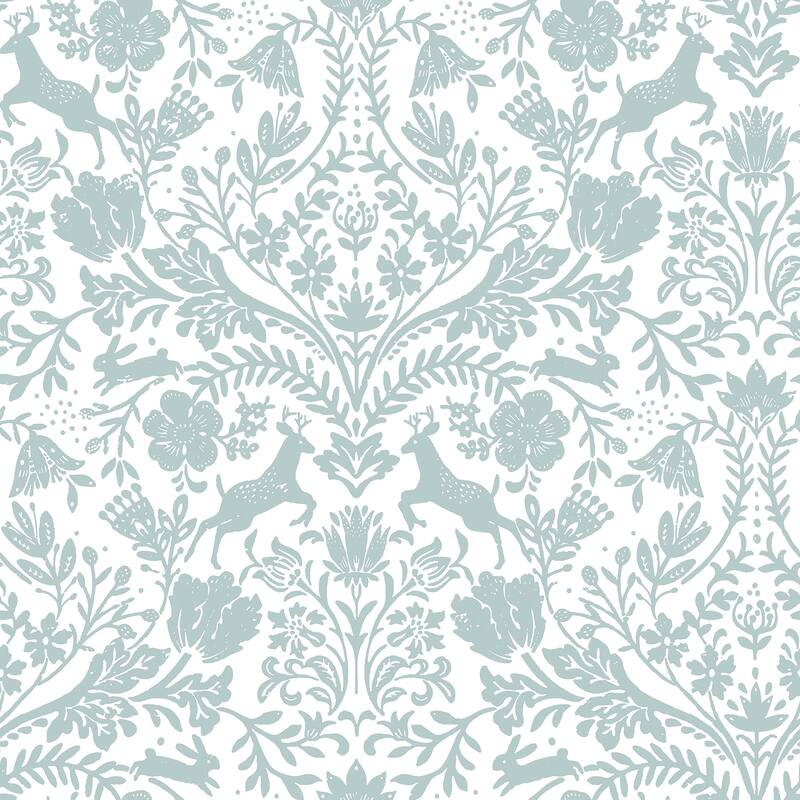 Chesapeake Forest Dance Aqua Damask Wallpaper