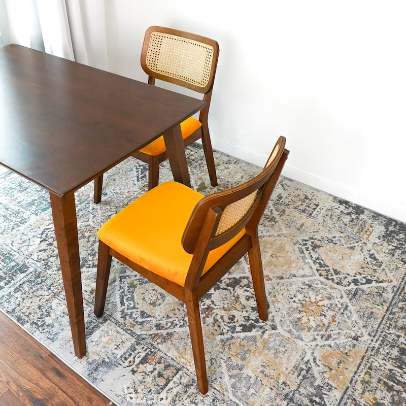 Katy Mid-Century Upholstered Fabric Dining Chair (Set of 2)