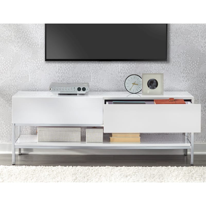 Simple Living Lewis White High-Gloss TV Stand