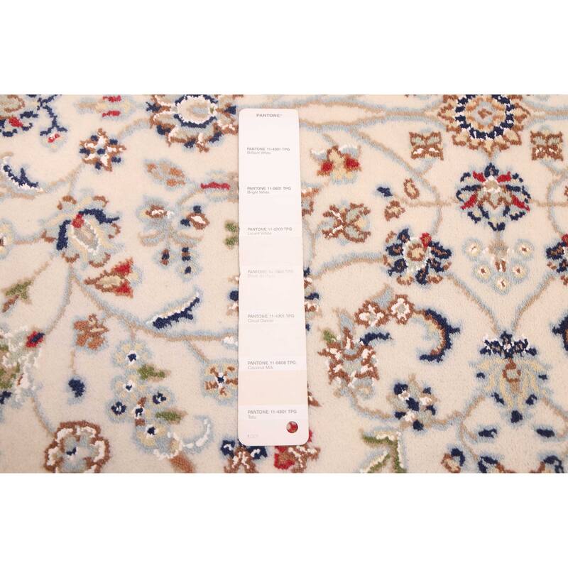 ECARPETGALLERY Hand-knotted Nain Cream Silk, Wool Rug - 2'9 x 16'3