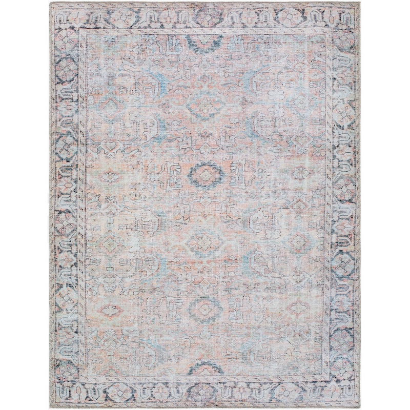 Livabliss Transitional Kemer Medallion Washable Area Rug