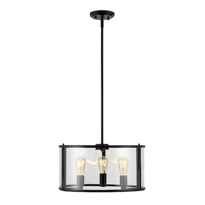 SAFAVIEH Lighting Burcin 3-Light Led Adjustable Pendant - 18" W x 18" L x 18.25-48.25" H - Clear/Oil-Rubbed Bronze - 18Wx18Dx48H