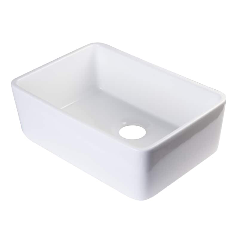 ALFI AB503-W White Fireclay 23-inch Single Bowl Farmhouse Kitchen Sink