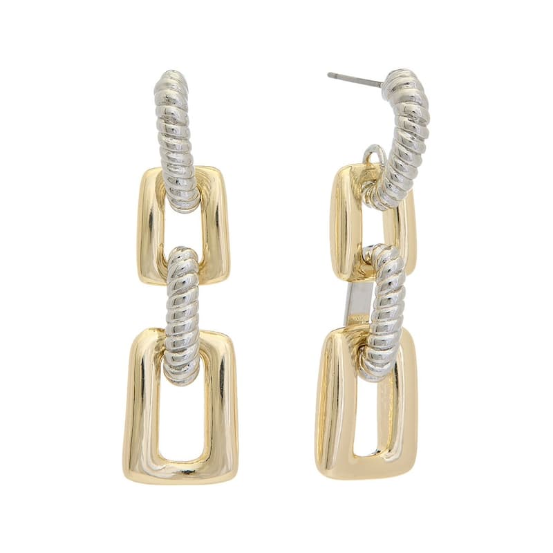 Juvell Two Tone Gold Plated Brass Dangling Link Earrings - N/A