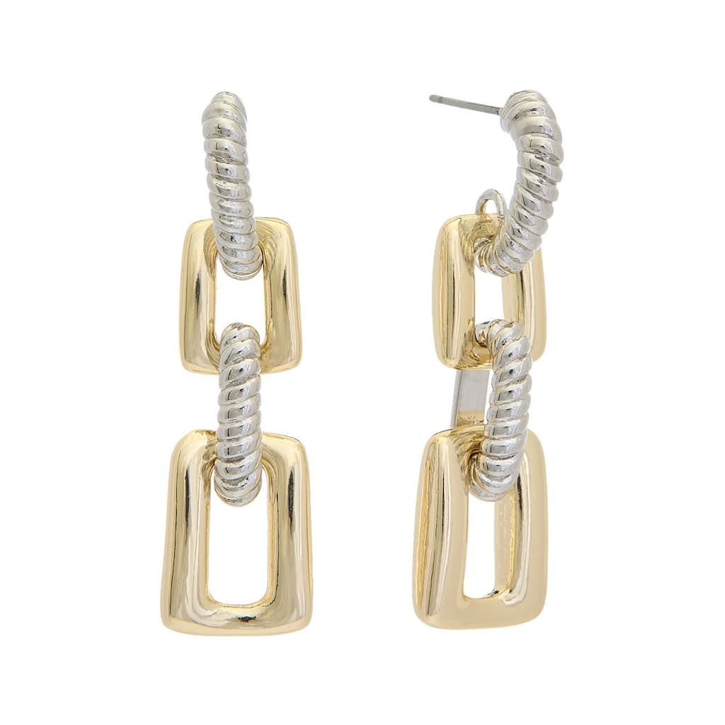 Juvell Two Tone Gold Plated Brass Dangling Link Earrings - N/A