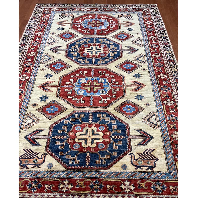 HERAT ORIENTAL Handmade Super Kazak Wool Rug - 6'6" x 9'4"