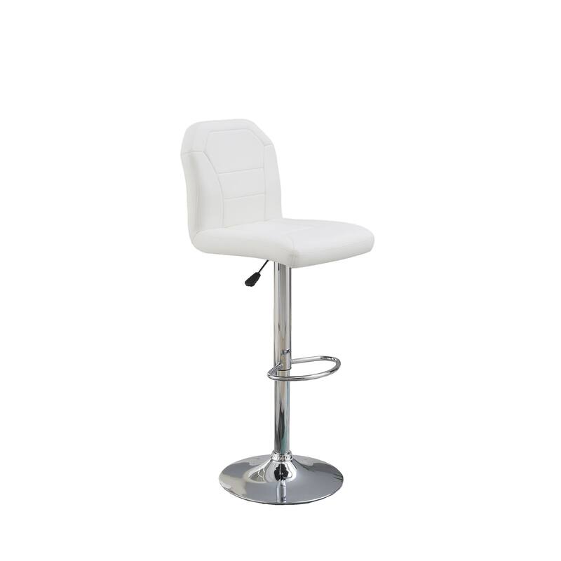 Bar Stool In Black Faux Leather - White