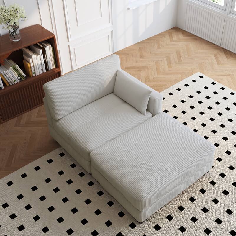 Modern Chaise Lounge Modular Sectional Sofa - Sea Salt Grey - Right Facing
