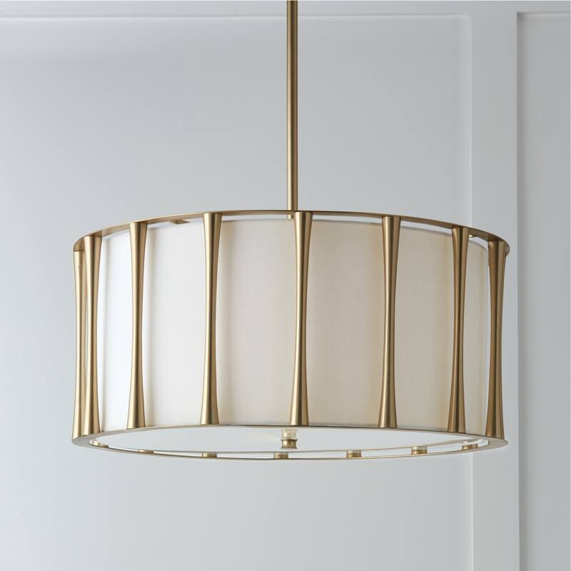 Bodie 4-light Pendant w/ Fabric Shade & Acrylic Diffuser