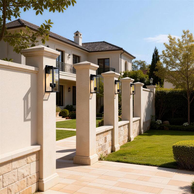 4 Pack Black Outdoor Lighting Wall Sconce with Clear Glass