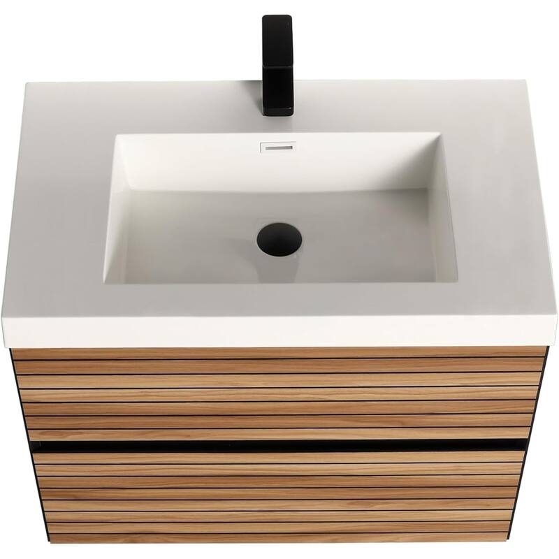 Blossom 30" Floating Bathroom Vanity with Acrylic Sink, Modern Design