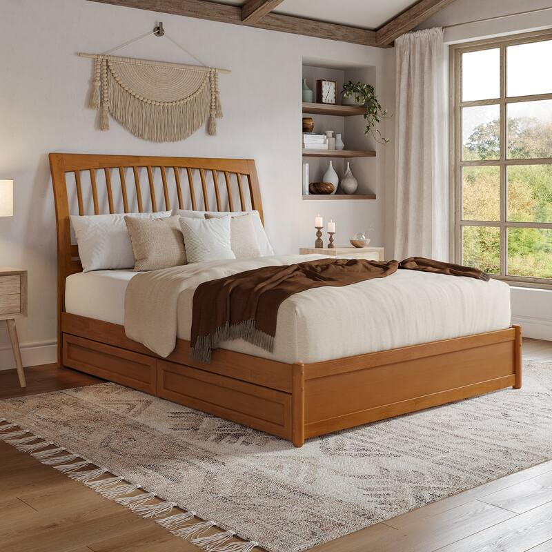 Roslyn Platform Bed with Panel Footboard and Storage Drawers