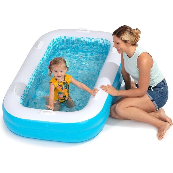 Small Inflatable Children s Pool Handle Drain Shallow Rectangular Blow Up Pool Bed Bath Beyond 40878187