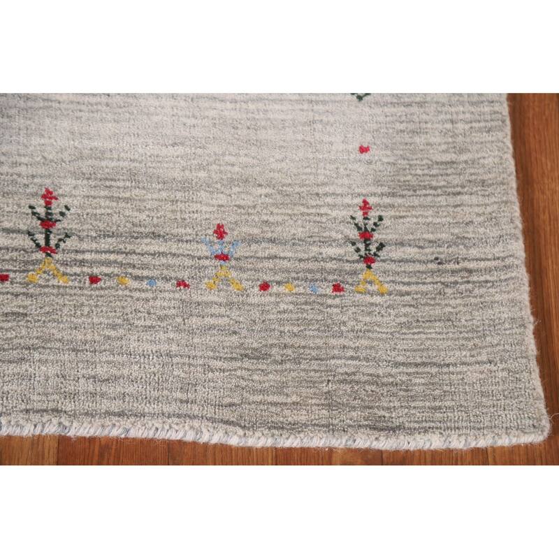 Tribal Beige Gabbeh Runner Rug Hand-knotted Wool Carpet - 2'2"x 9'8"