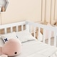 preview thumbnail 5 of 45, Twin Size Kids Bed Frame, Double Twin Floor Bed with Fence Guardrails