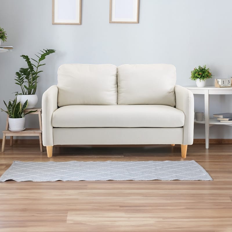 47 in. Modern Comfy Couch Loveseat with Side Storage For Living Room - White