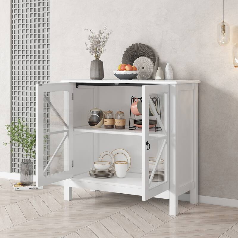 Kitchen cabinet with double glass doors