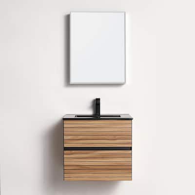 Blossom 24-Inch Floating Bathroom Vanity with Black Ceramic Sink