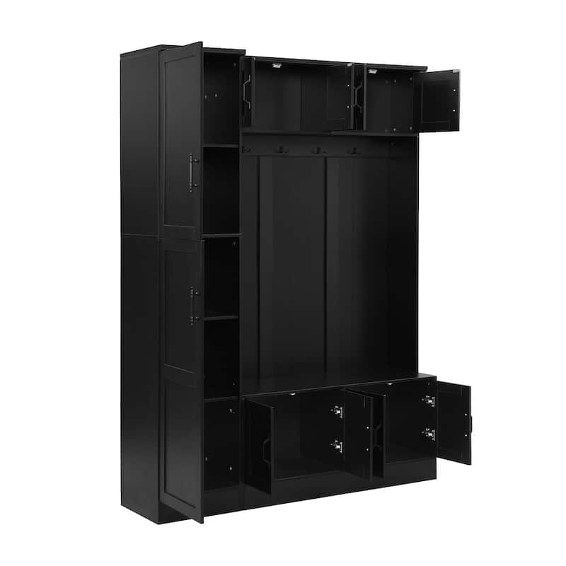 79'' Tall Modern Hall Tree with Shoe Storage - 4-in-1 Entryway Bench