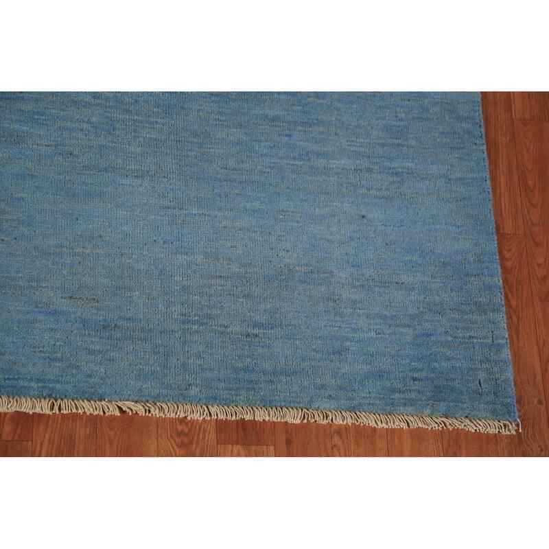Light Blue Modern Gabbeh Oriental Area Rug Handmade Wool Carpet - 6'10" x 9'9"