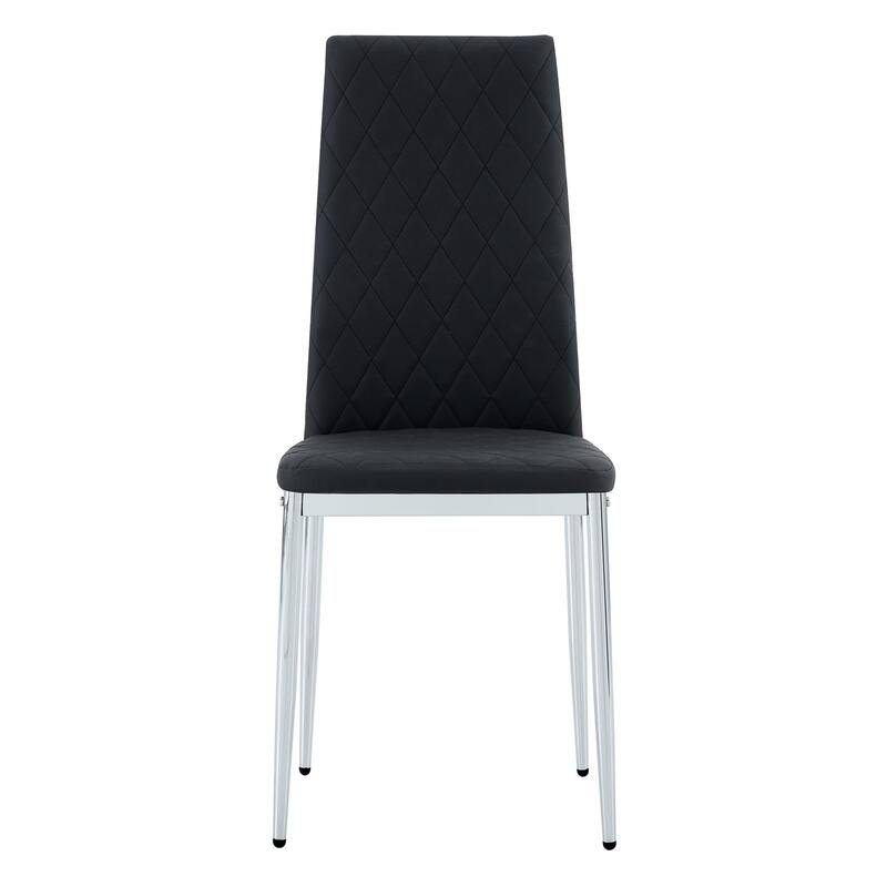 Elegant Modern Dining Chairs: PU Seats & Silver Metal Legs – Perfect for Minimalist Homes & Versatile Settings.
