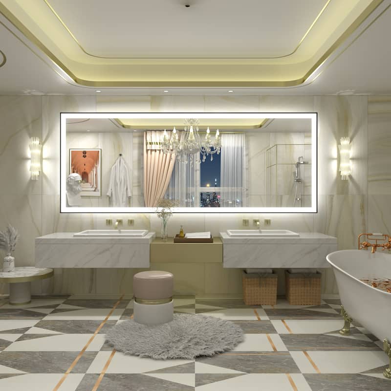 Front & Back LED Anti-Fog Tempered Glass Framed Bathroom/Vanity Mirror 3-Year Warranty