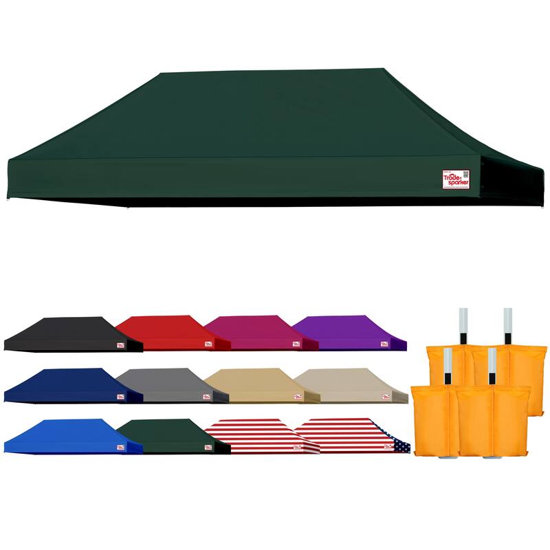 Tradesparker Commercial Canopy Replacement Top Windproof with Sand Bags - Forest Green - 10x20ft
