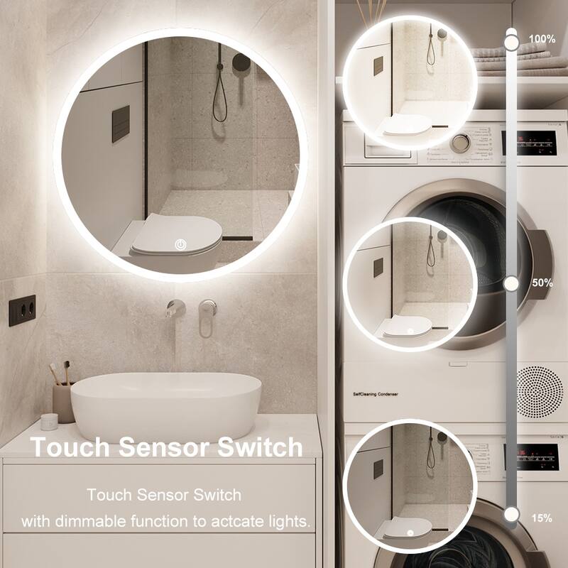 LED Frameless Wall Mounted Lighted Backlit Bathroom/Vanity Mirror With Antifog Bed Bath