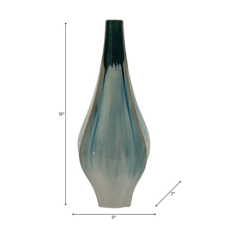 Stoneware Ceramic Decorative Vase with Ocean-Inspired Glaze Finish