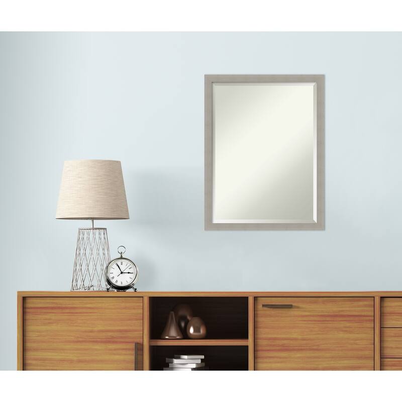 Woodgrain Stripe Beveled Wood Framed Wall Mirror