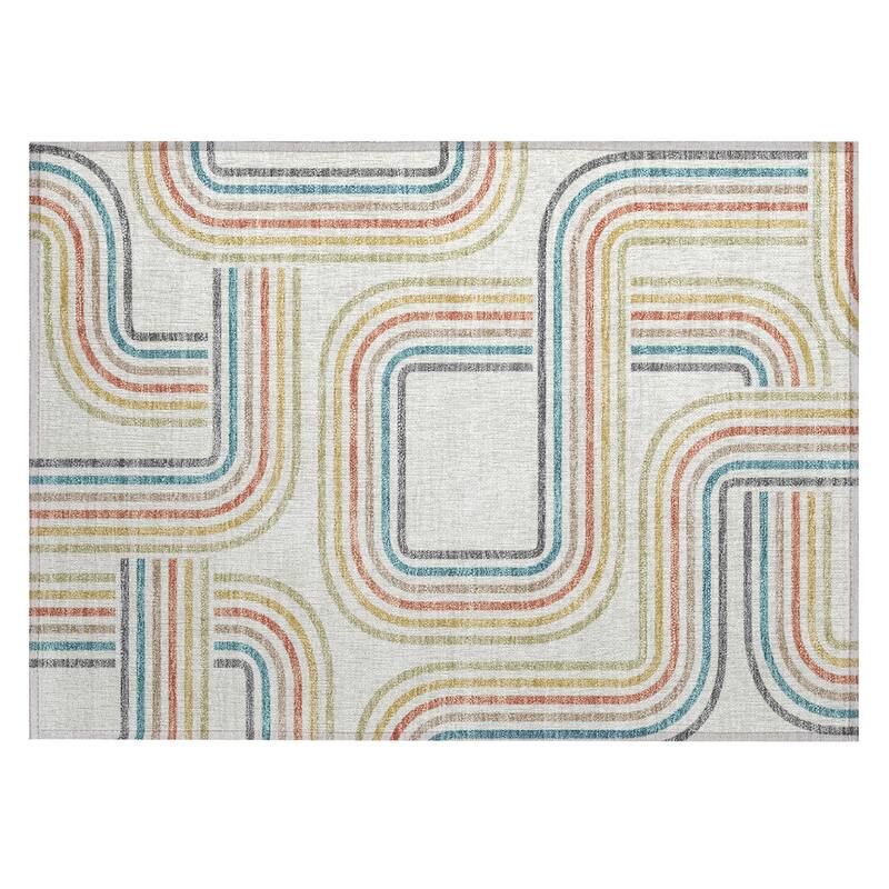 Machine Washable Indoor/ Outdoor Modern Leawood Chantille Rug